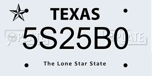 5S25B0 Texas License Plate