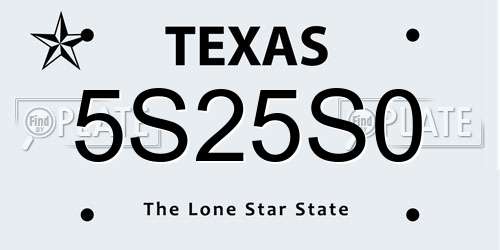 5S25S0 Texas License Plate