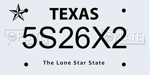 5S26X2 Texas License Plate
