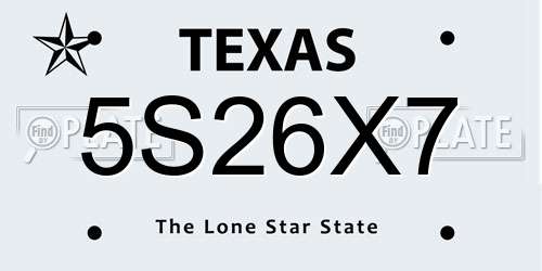 5S26X7 Texas License Plate