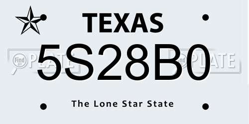 5S28B0 Texas License Plate