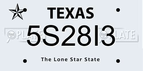 5S28I3 Texas License Plate