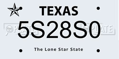 5S28S0 Texas License Plate
