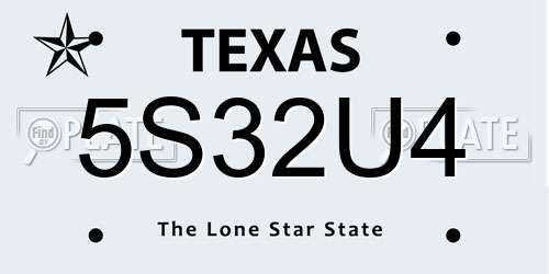 5S32U4 Texas License Plate