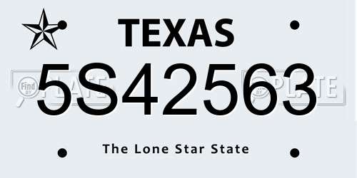 5S42563 Texas License Plate