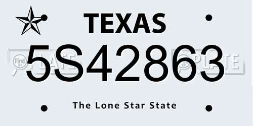 5S42863 Texas License Plate