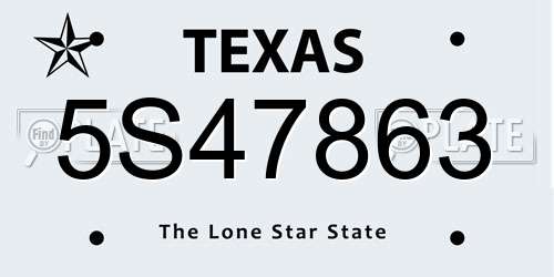 5S47863 Texas License Plate