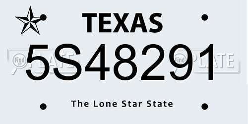 5S48291 Texas License Plate