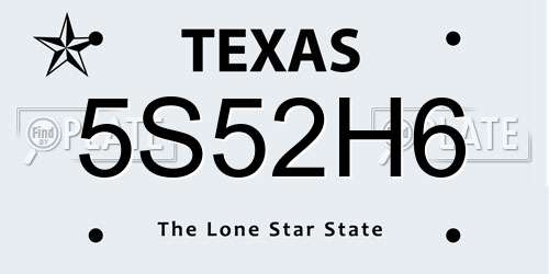 5S52H6 Texas License Plate