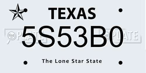 5S53B0 Texas License Plate