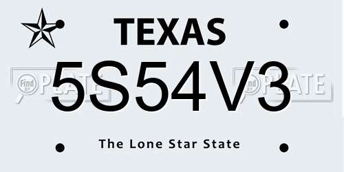 5S54V3 Texas License Plate