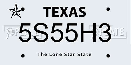 5S55H3 Texas License Plate