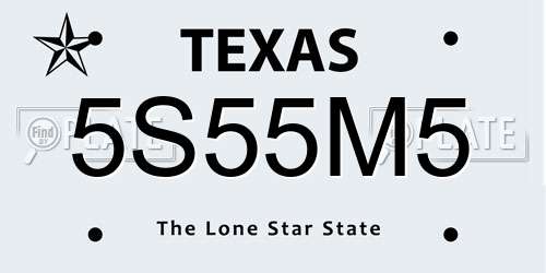 5S55M5 Texas License Plate