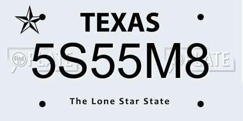 5S55M8 Texas License Plate