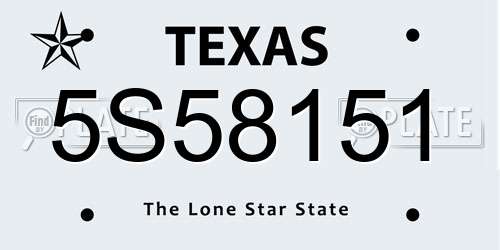 5S58151 Texas License Plate