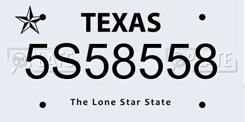 5S58558 Texas License Plate