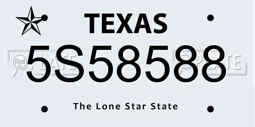 5S58588 Texas License Plate