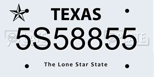 5S58855 Texas License Plate