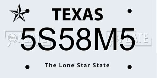 5S58M5 Texas License Plate