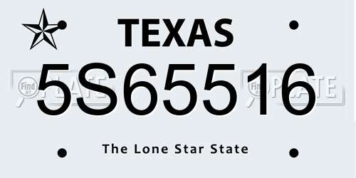 5S65516 Texas License Plate