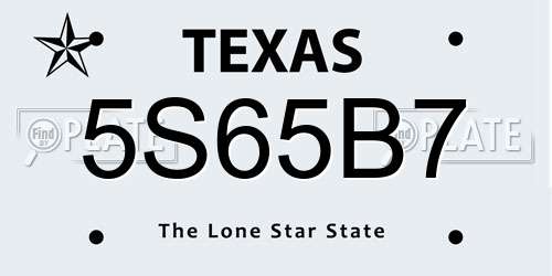 5S65B7 Texas License Plate