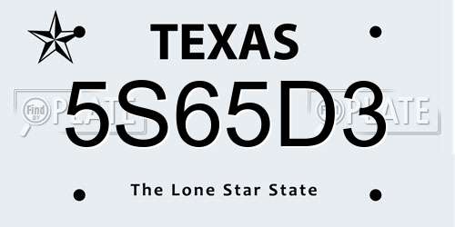 5S65D3 Texas License Plate