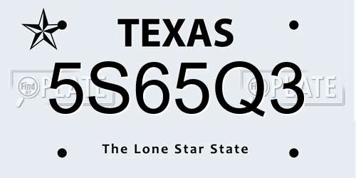 5S65Q3 Texas License Plate