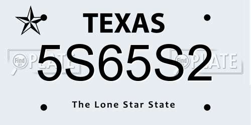 5S65S2 Texas License Plate