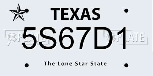 5S67D1 Texas License Plate