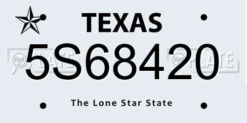 5S68420 Texas License Plate