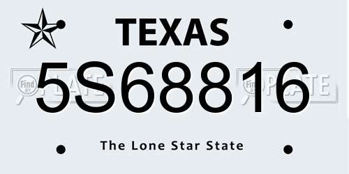 5S68816 Texas License Plate