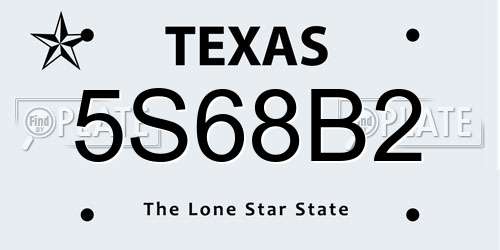 5S68B2 Texas License Plate