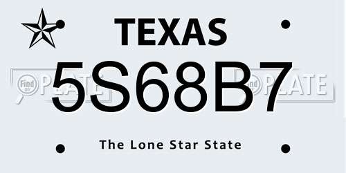 5S68B7 Texas License Plate