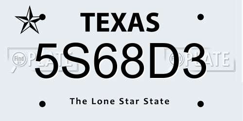 5S68D3 Texas License Plate