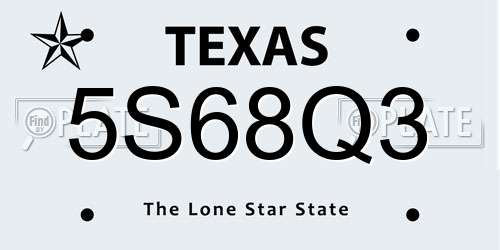 5S68Q3 Texas License Plate