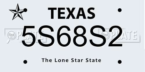5S68S2 Texas License Plate