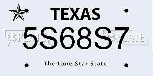 5S68S7 Texas License Plate