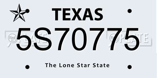 5S70775 Texas License Plate