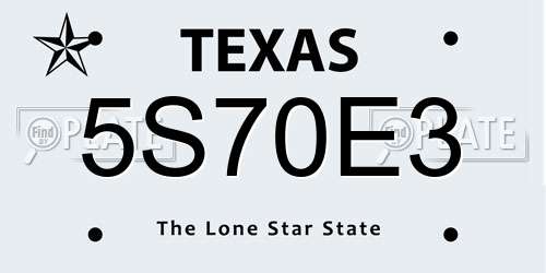 5S70E3 Texas License Plate