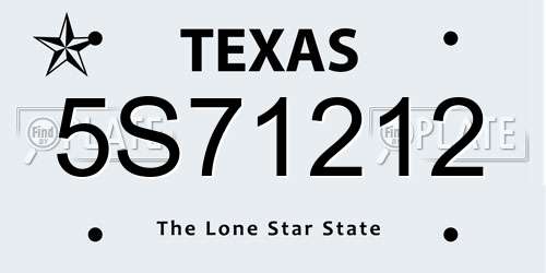 5S71212 Texas License Plate