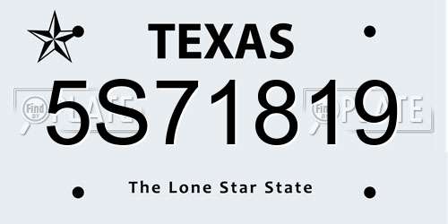 5S71819 Texas License Plate