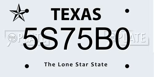5S75B0 Texas License Plate