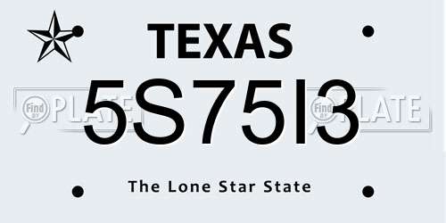 5S75I3 Texas License Plate