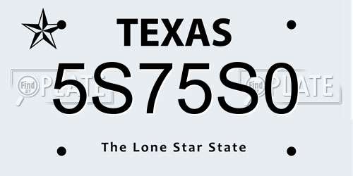 5S75S0 Texas License Plate