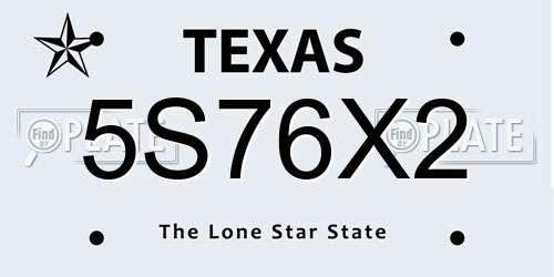5S76X2 Texas License Plate