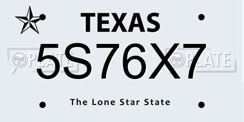 5S76X7 Texas License Plate