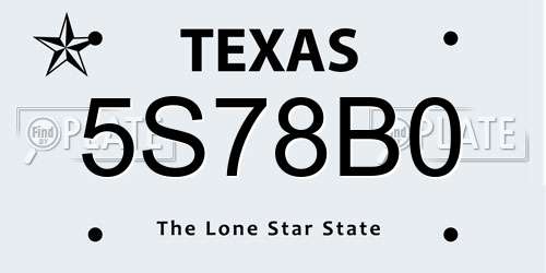 5S78B0 Texas License Plate