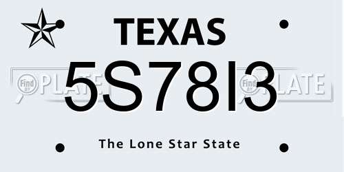 5S78I3 Texas License Plate