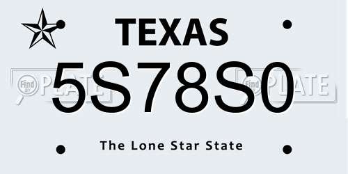 5S78S0 Texas License Plate
