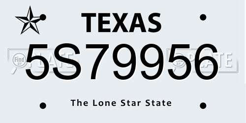 5S79956 Texas License Plate